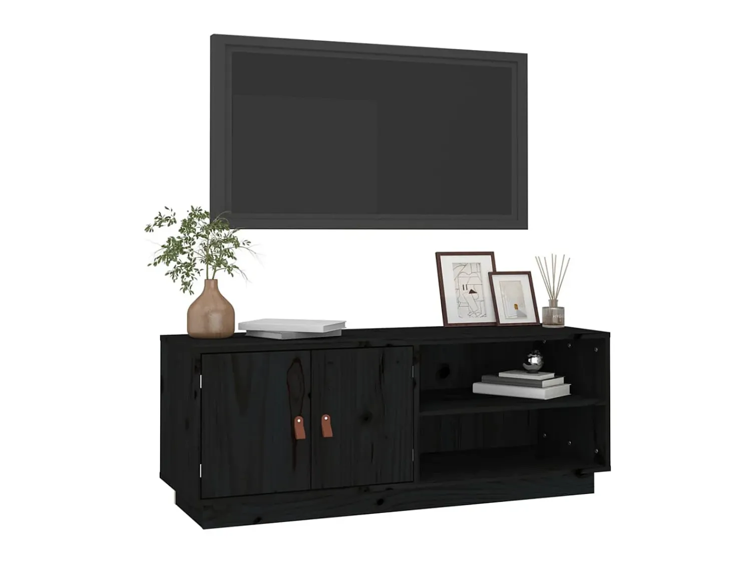 Sale Móvel de TV 105x34x40 cm madeira de pinho maciça PT389690 Preto