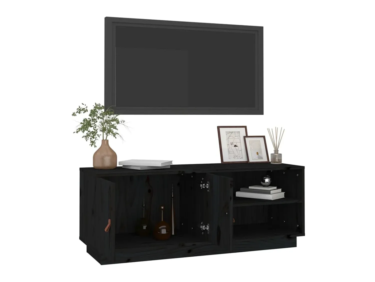 Sale Móvel de TV 105x34x40 cm madeira de pinho maciça PT389690 Preto