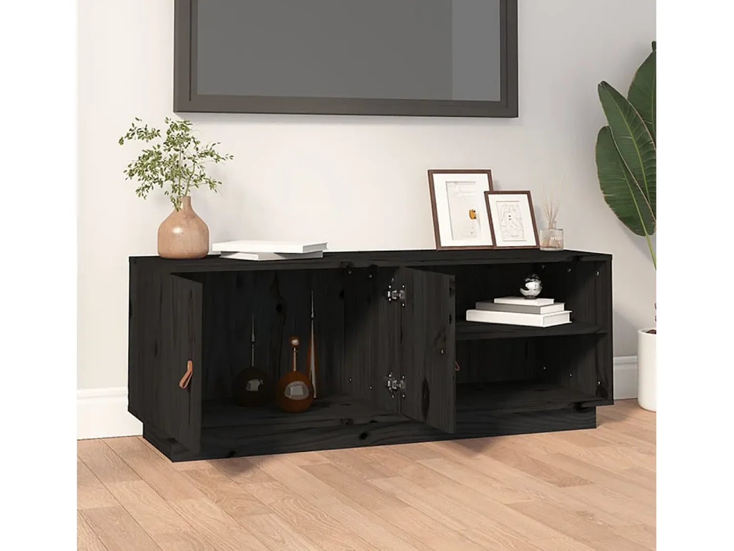 Sale Móvel de TV 105x34x40 cm madeira de pinho maciça PT389690 Preto