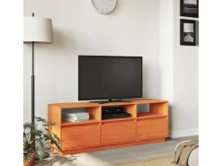 Móvel De Tv* Móvel de TV 140x37x50 cm madeira de pinho maciça mel PT447139 Castanho
