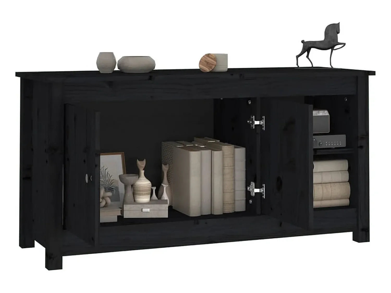 Móvel De Tv|vidaxl Móvel de TV 103x36,5x52 cm madeira de pinho maciça Preto