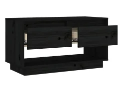 Best Móvel de TV 74x34x40 cm madeira de pinho maciça PT298187 Preto