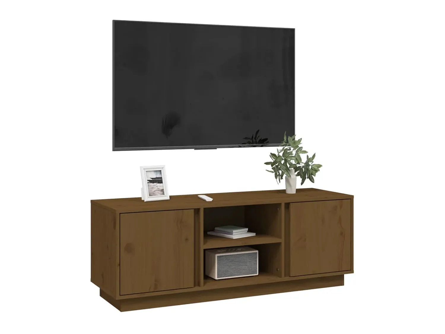 Móvel De Tv| Móvel de TV 110x35x40,5 cm madeira de pinho maciça mel PT182756 Castanho