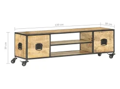 Discount vidaxl Móvel de TV 130x30x39 cm madeira de mangueira maciça Castanho