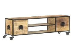 Discount vidaxl Móvel de TV 130x30x39 cm madeira de mangueira maciça Castanho