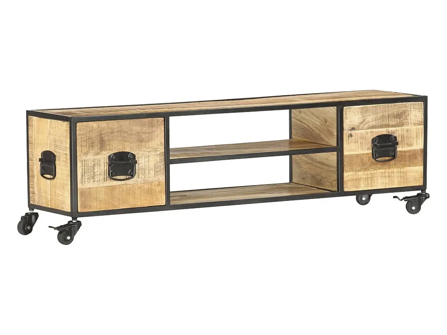Discount vidaxl Móvel de TV 130x30x39 cm madeira de mangueira maciça Castanho