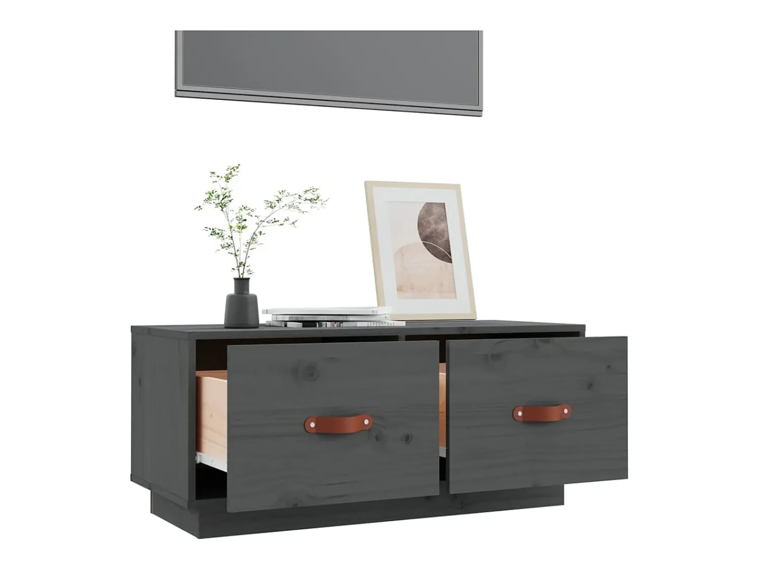 Hot Móvel de TV 80x34x35 cm madeira de pinho maciça cinza PT727478 Cinzento