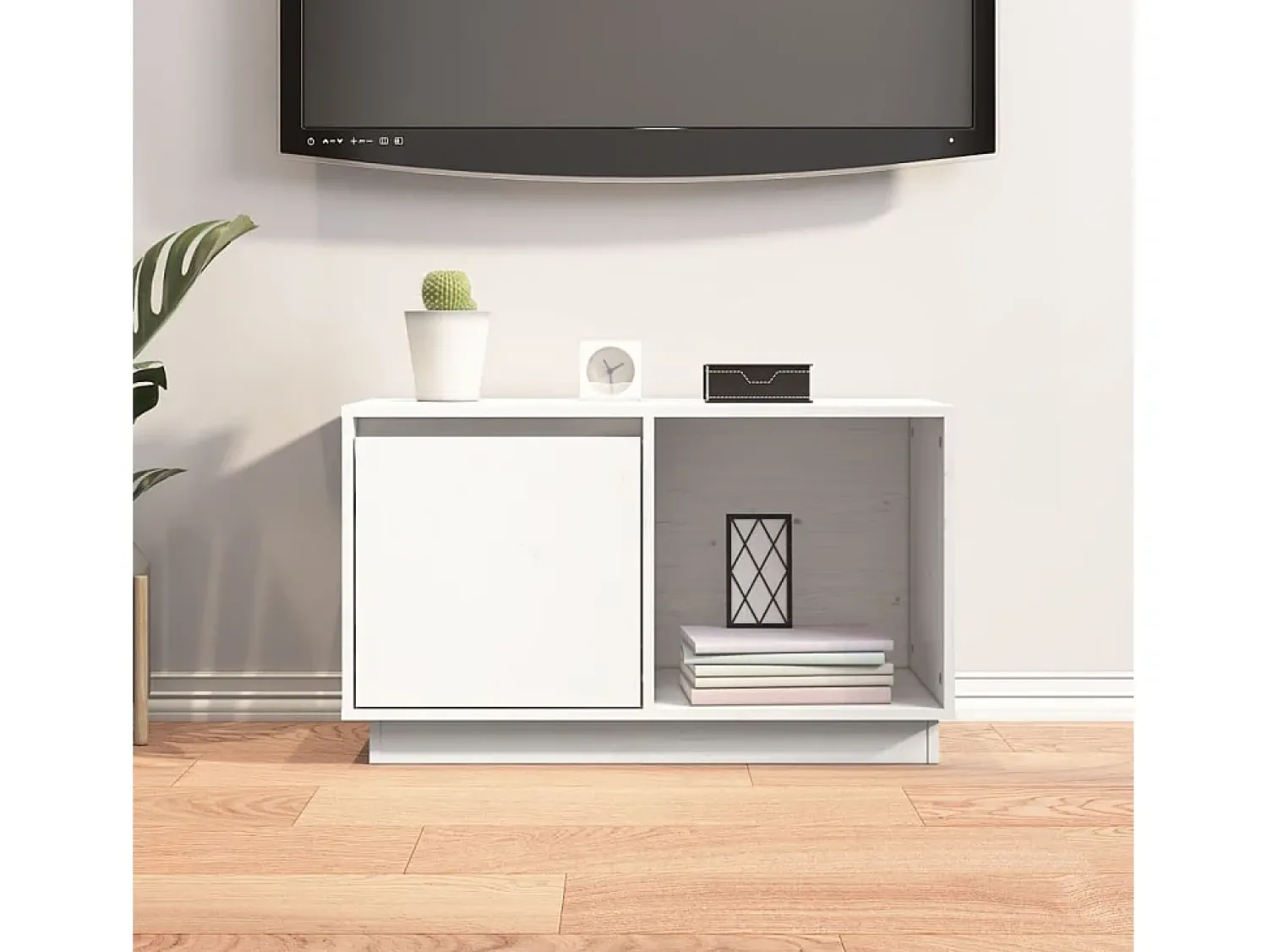 Móvel De Tv*vidaxl Móvel de TV 74x35x44 cm madeira de pinho maciça Branco