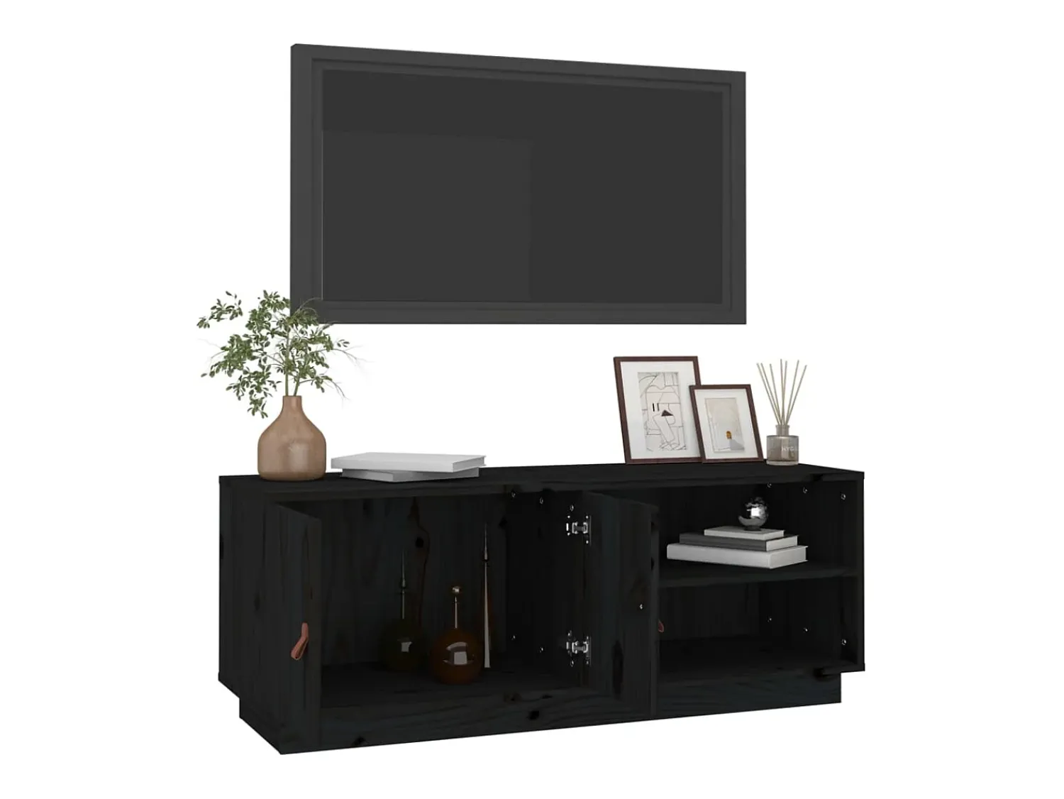 Móvel De Tv*vidaxl Móvel de TV 105x34x40 cm madeira de pinho maciça Preto
