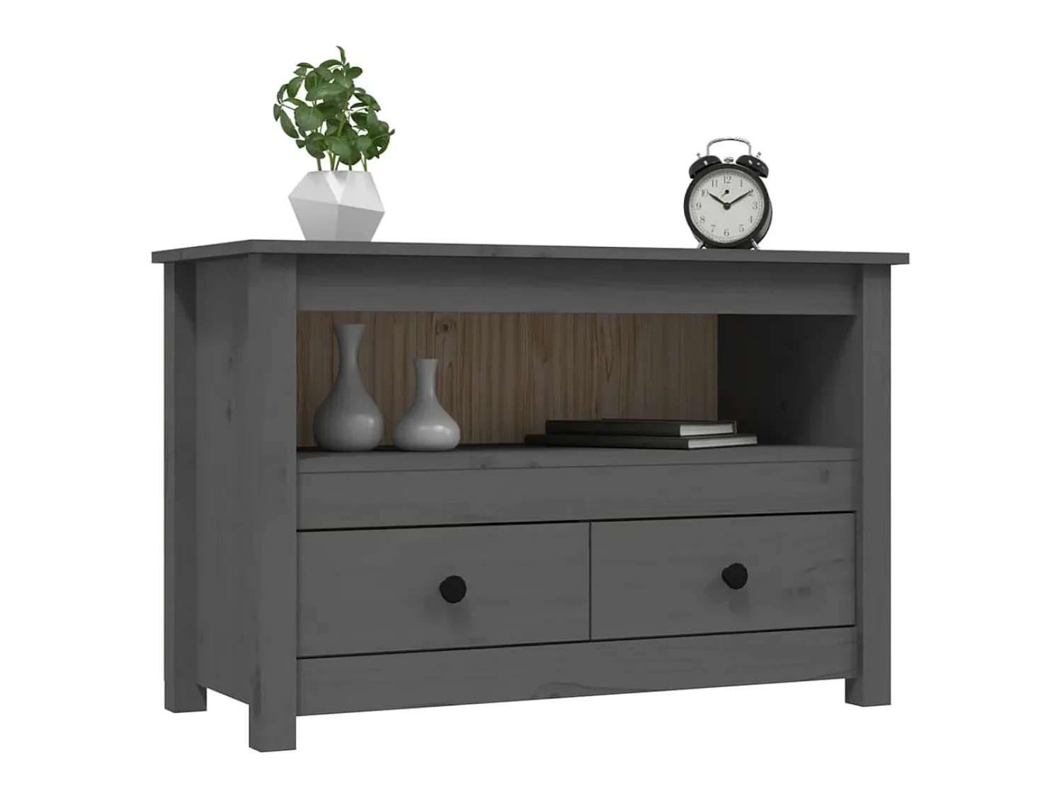 Móvel De Tv* Móvel de TV 79x35x52 cm madeira de pinho maciça PT509973 Cinzento
