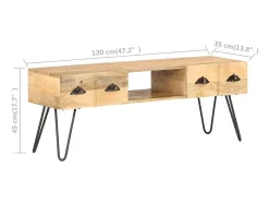 Clearance Móvel de TV 120x35x45 cm madeira de mangueira maciça PT747334 Castanho