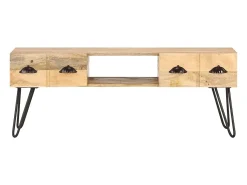 Clearance Móvel de TV 120x35x45 cm madeira de mangueira maciça PT747334 Castanho