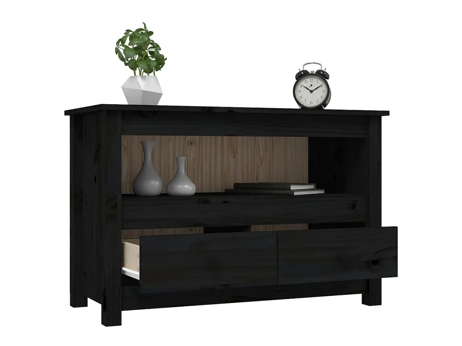 Móvel De Tv* Móvel de TV 79x35x52 cm madeira de pinho maciça PT912797 Preto