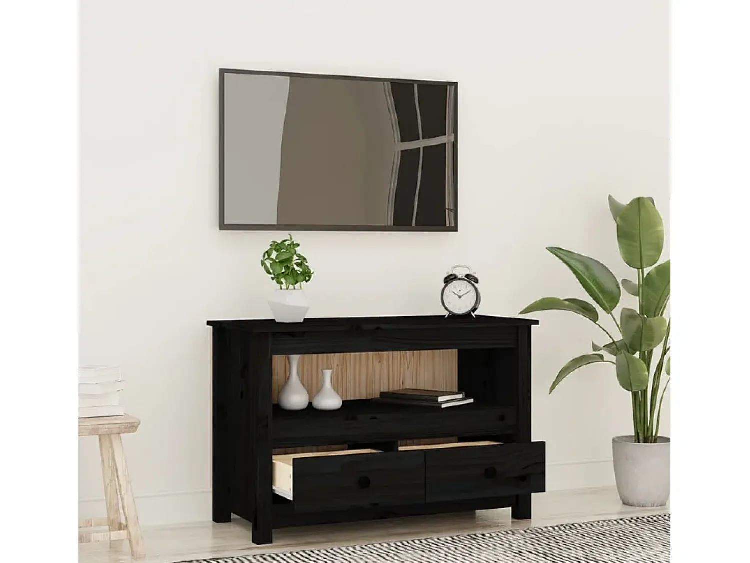 Móvel De Tv* Móvel de TV 79x35x52 cm madeira de pinho maciça PT912797 Preto