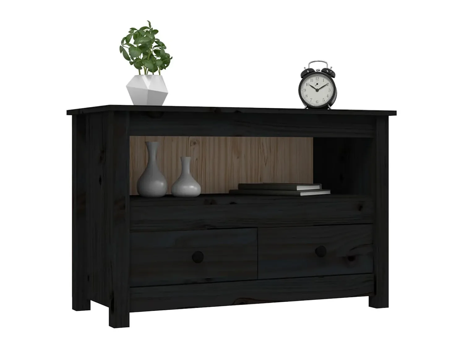 Móvel De Tv* Móvel de TV 79x35x52 cm madeira de pinho maciça PT912797 Preto