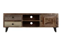 Best Móvel de TV 118x30x40 cm madeira de mangueira maciça PT948925 Castanho