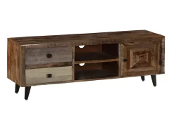 Best Móvel de TV 118x30x40 cm madeira de mangueira maciça PT948925 Castanho
