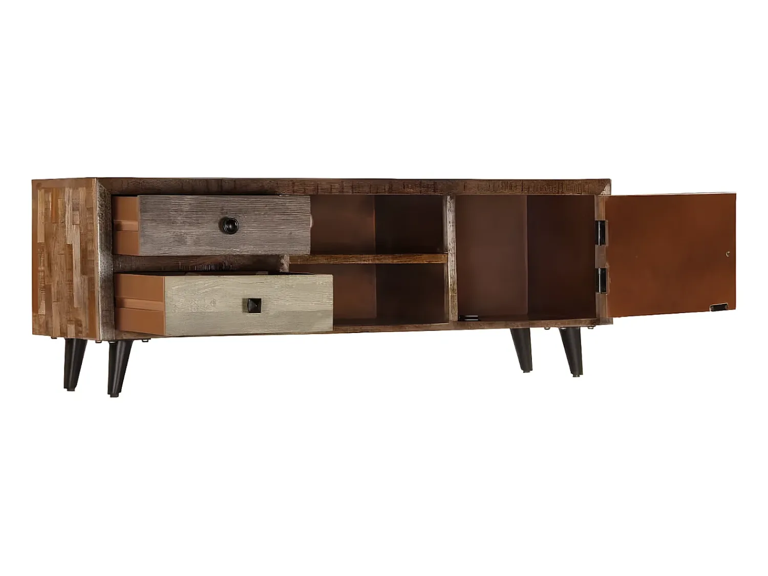 Best Móvel de TV 118x30x40 cm madeira de mangueira maciça PT948925 Castanho