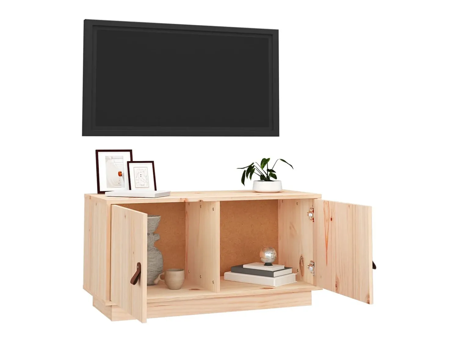 New Móvel de TV 80x34x40 cm madeira de pinho maciça PT680852 Castanho