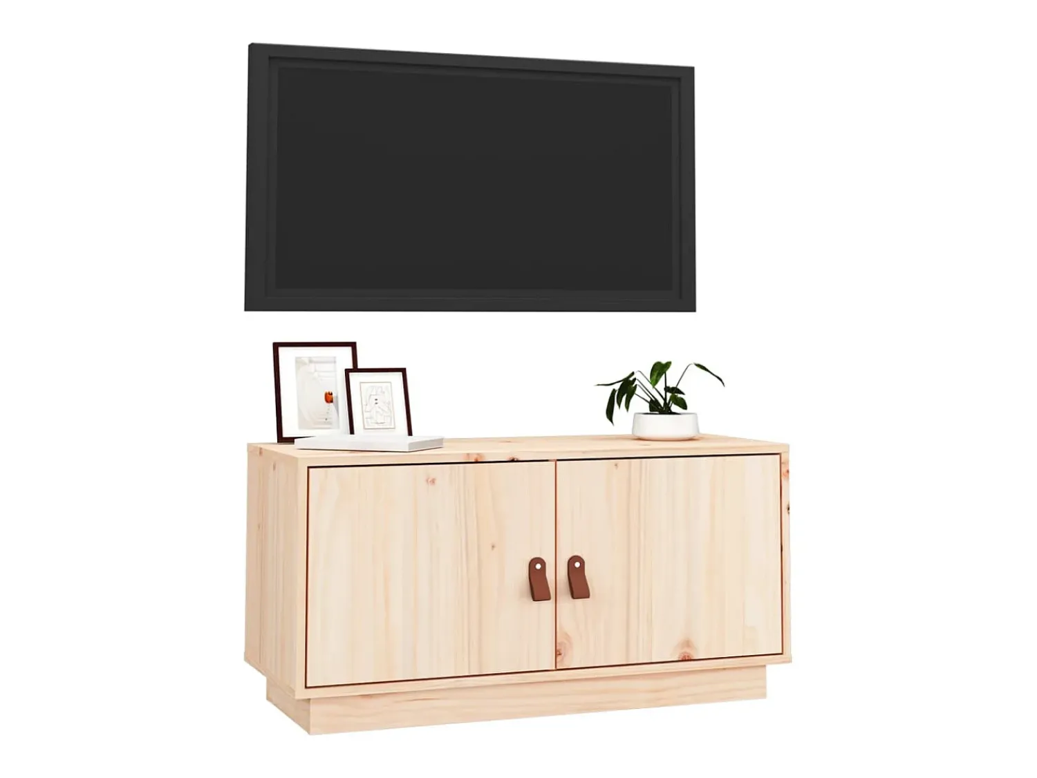 New Móvel de TV 80x34x40 cm madeira de pinho maciça PT680852 Castanho