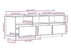 Online vidaxl Móvel de TV 140x37x50 cm madeira de pinho maciça Branco