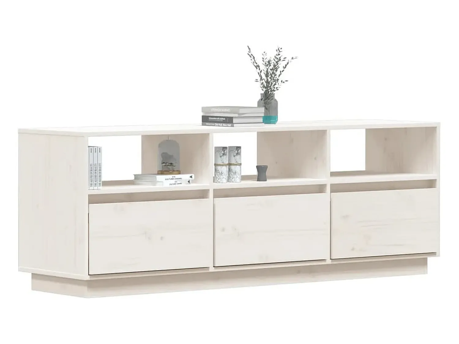 Online vidaxl Móvel de TV 140x37x50 cm madeira de pinho maciça Branco