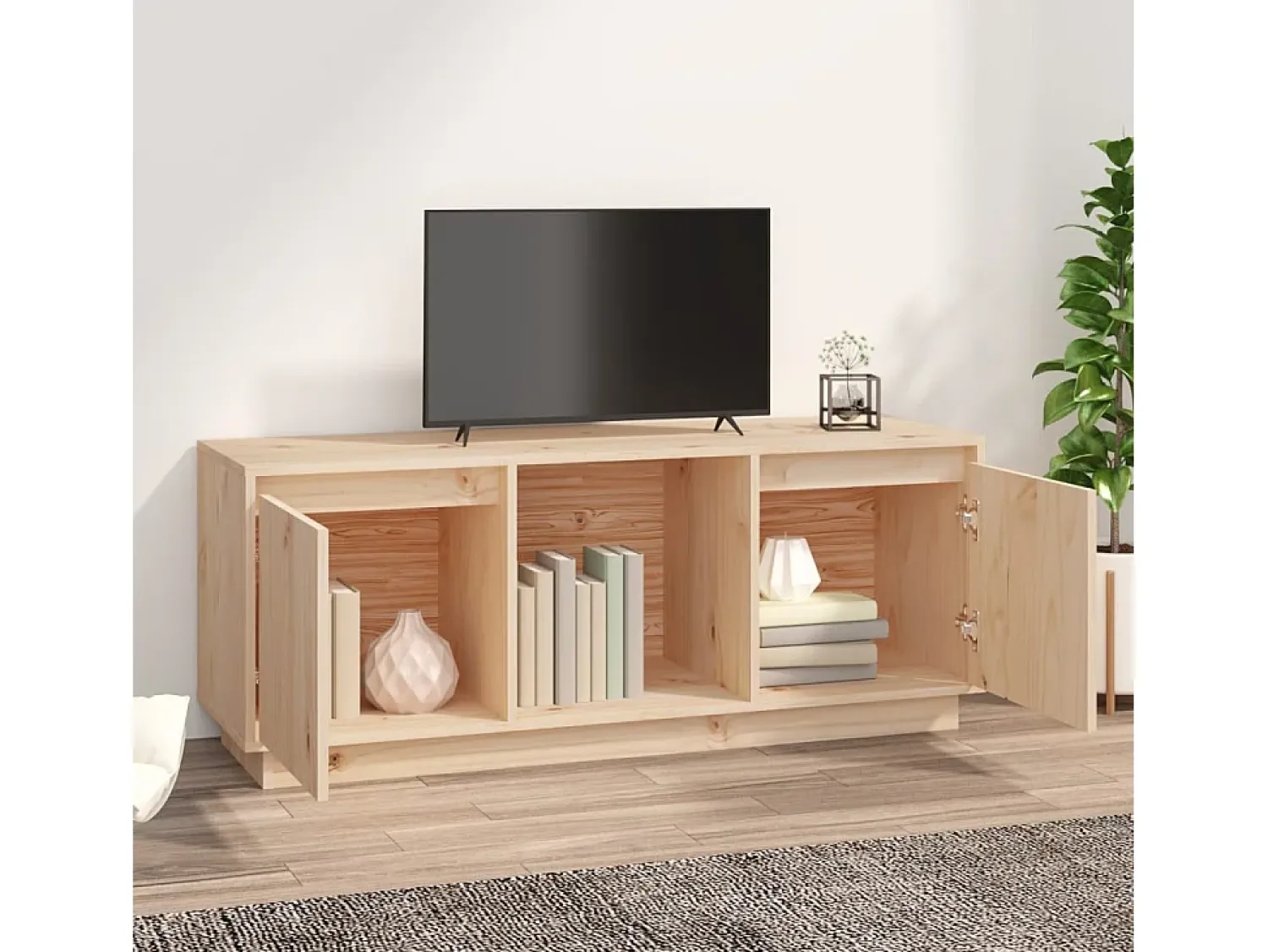 Móvel De Tv* Móvel de TV 110,5x35x44 cm madeira de pinho maciça PT340896 Castanho