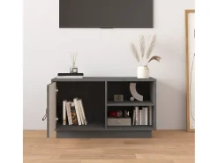 Móvel De Tv* Móvel de TV 70x34x40 cm madeira de pinho maciça PT922830 Cinzento