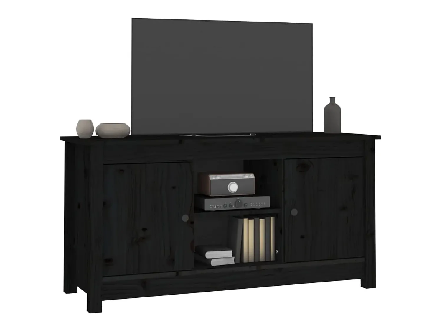 Hot vidaxl Móvel de TV 103x36,5x52 cm madeira de pinho maciça Preto