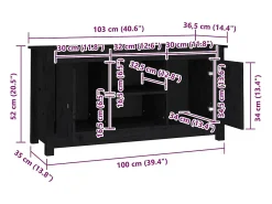 Hot vidaxl Móvel de TV 103x36,5x52 cm madeira de pinho maciça Preto