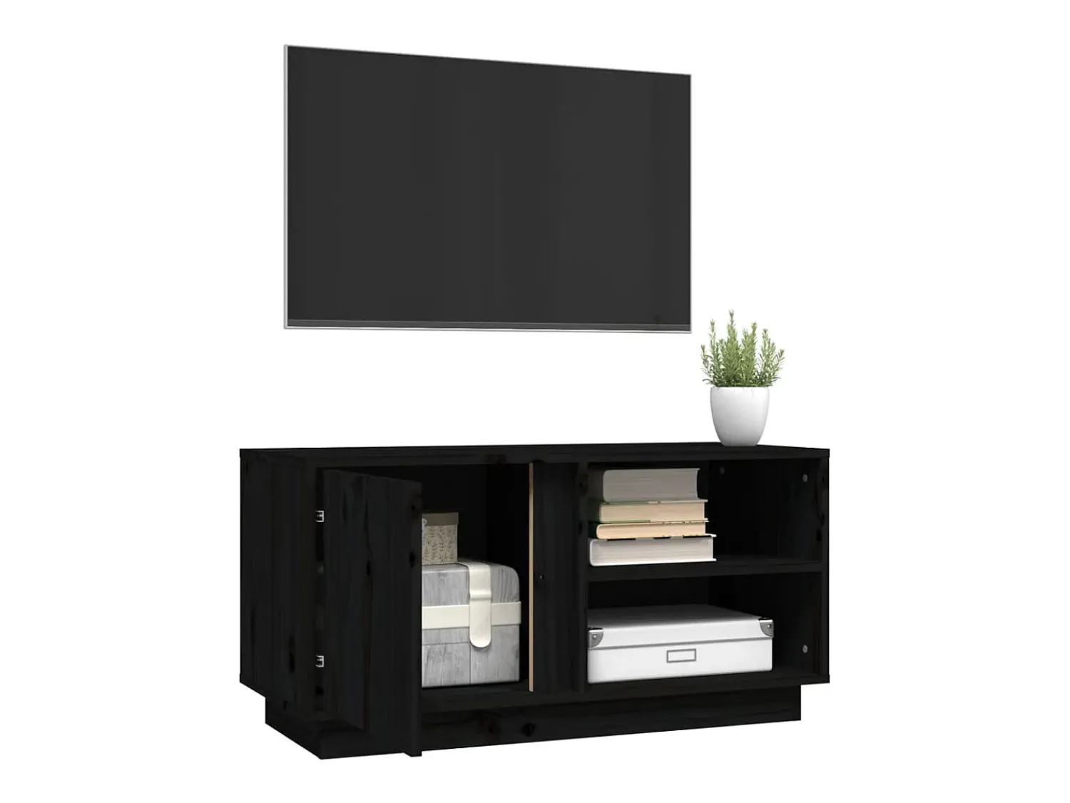 Hot Móvel de TV 80x35x40,5 cm madeira de pinho maciça PT254642 Preto
