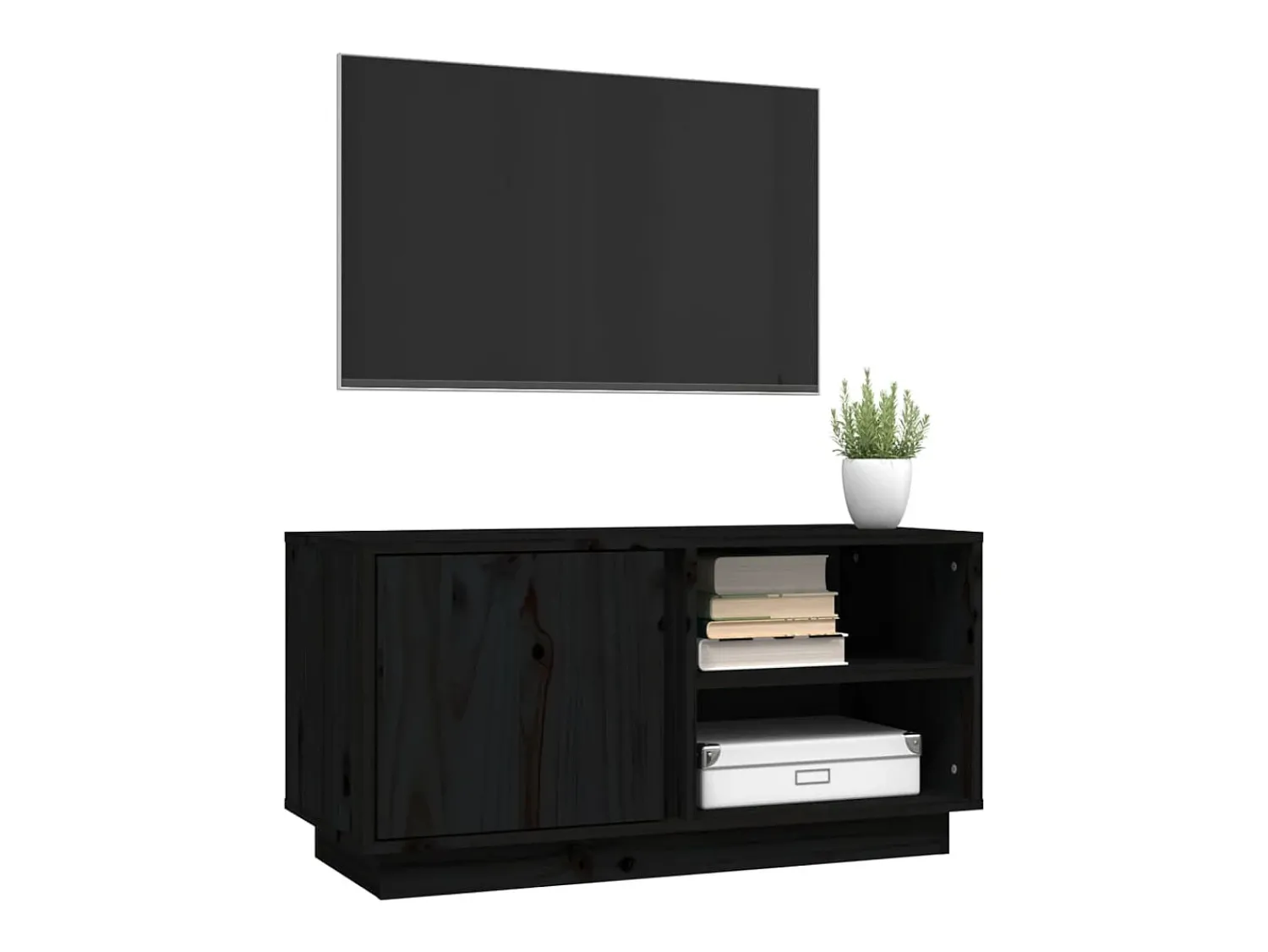 Hot Móvel de TV 80x35x40,5 cm madeira de pinho maciça PT254642 Preto