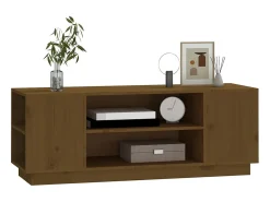 Móvel de TV 110x35x40,5 cm madeira de pinho maciça mel PT960724^ Móvel De Tv