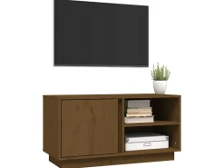 Móvel De Tv| Móvel de TV 80x35x40,5 cm madeira de pinho maciça mel PT809253 Castanho