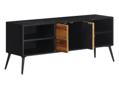 Móvel de TV 112x31x45 cm madeira de teca recuperada maciça PT713992^ Móvel De Tv