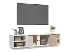 Discount vidaxl Móvel de TV 156x40x40 cm madeira de pinho maciça Branco