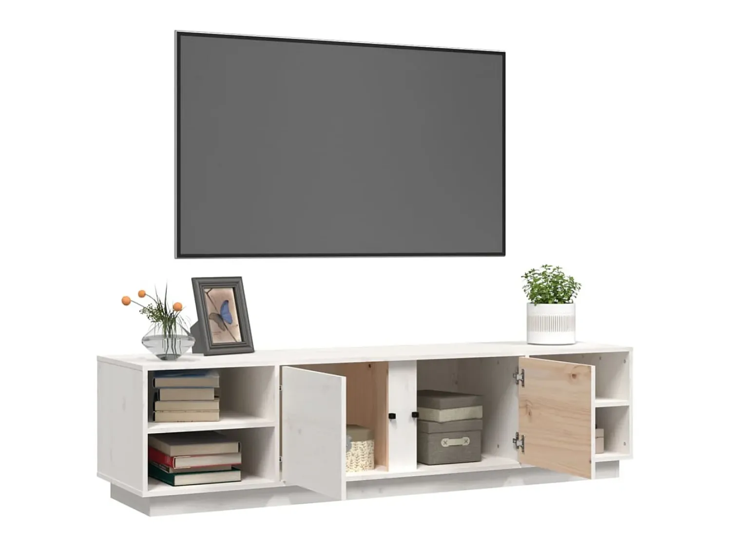 Discount vidaxl Móvel de TV 156x40x40 cm madeira de pinho maciça Branco