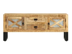 Móvel de TV 110x30x45 cm madeira de mangueira áspera PT942068^ Móvel De Tv