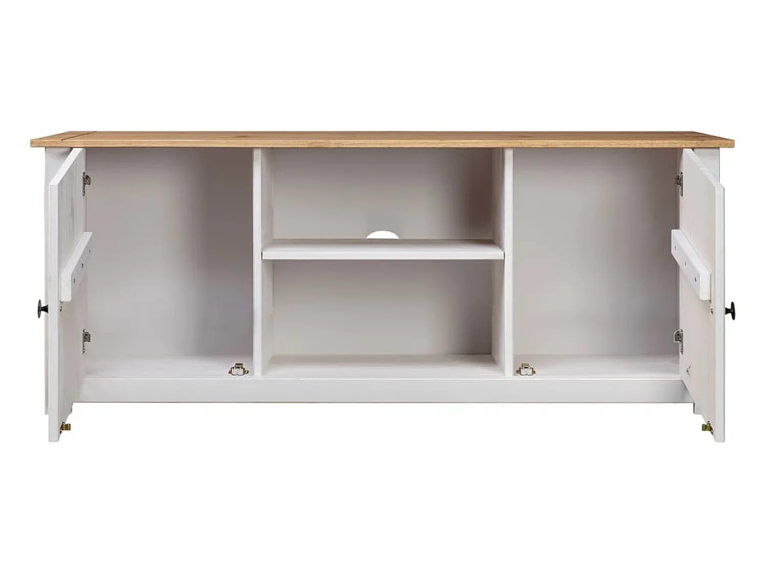 New Móvel de TV 120x40x50 cm madeira de pinho maciça Panama PT141991 Branco
