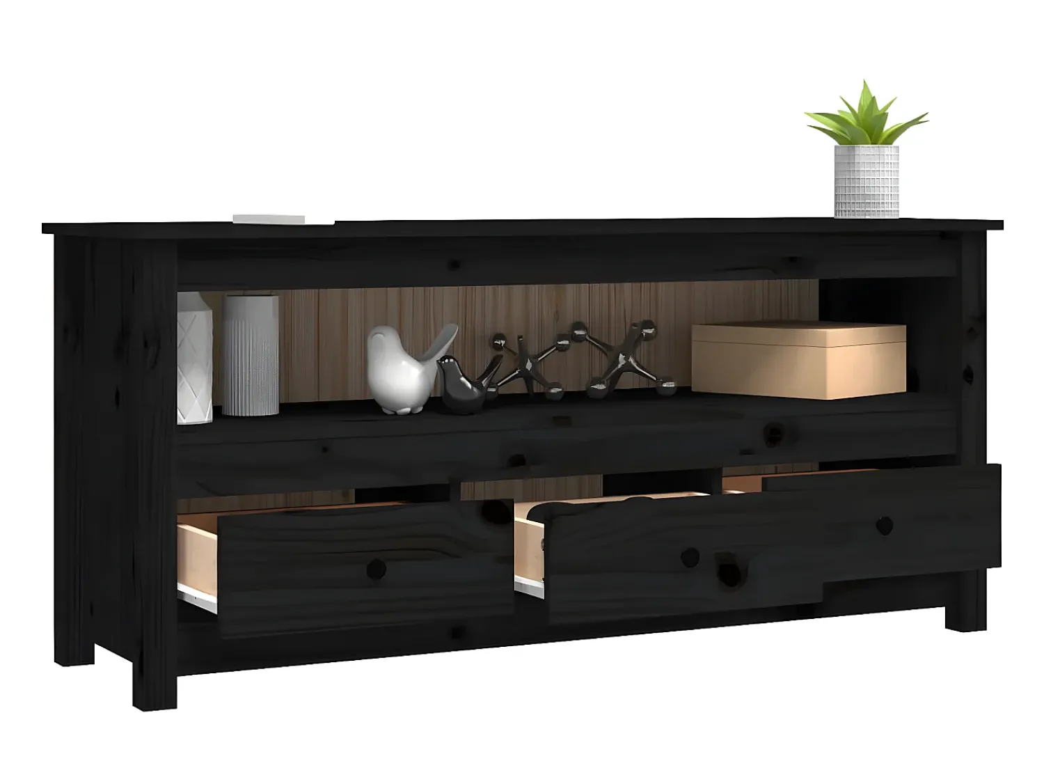 Móvel de TV 114x35x52 cm madeira de pinho maciça PT792320^ Móvel De Tv