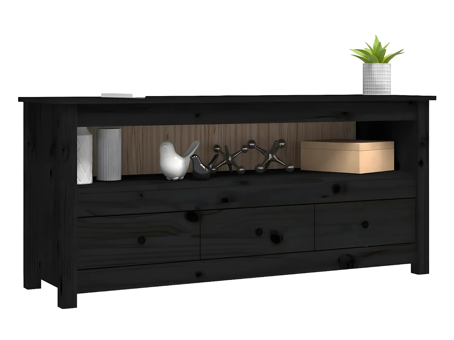 Móvel de TV 114x35x52 cm madeira de pinho maciça PT792320^ Móvel De Tv