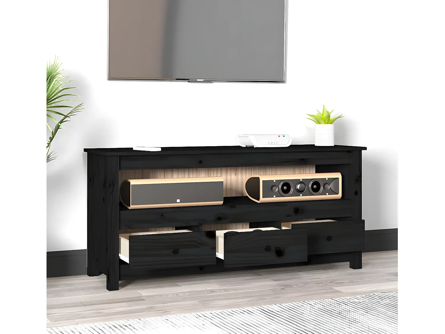 Móvel de TV 114x35x52 cm madeira de pinho maciça PT792320^ Móvel De Tv