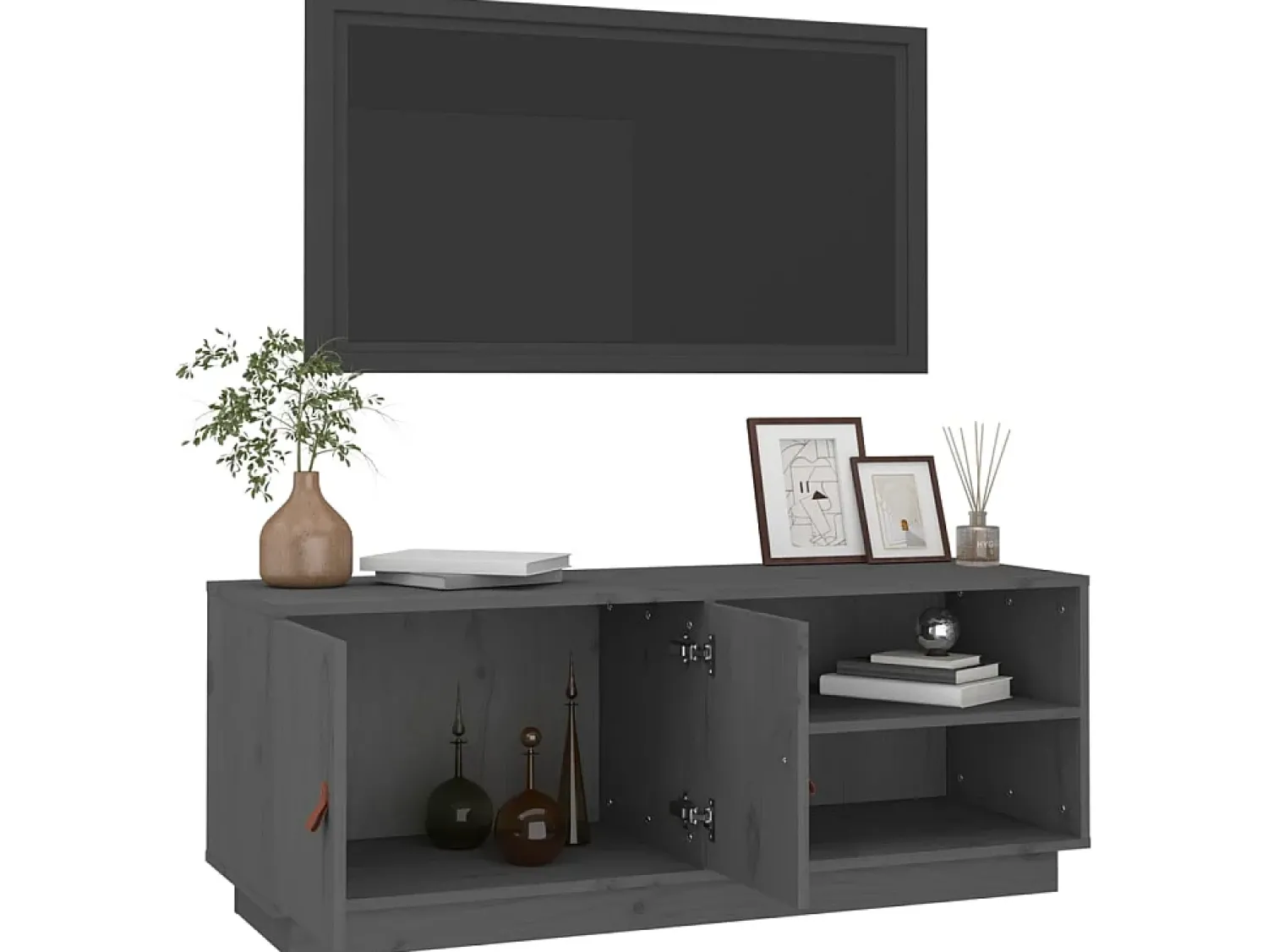 Móvel De Tv| Móvel de TV 105x34x40 cm madeira de pinho maciça PT343004 Cinzento