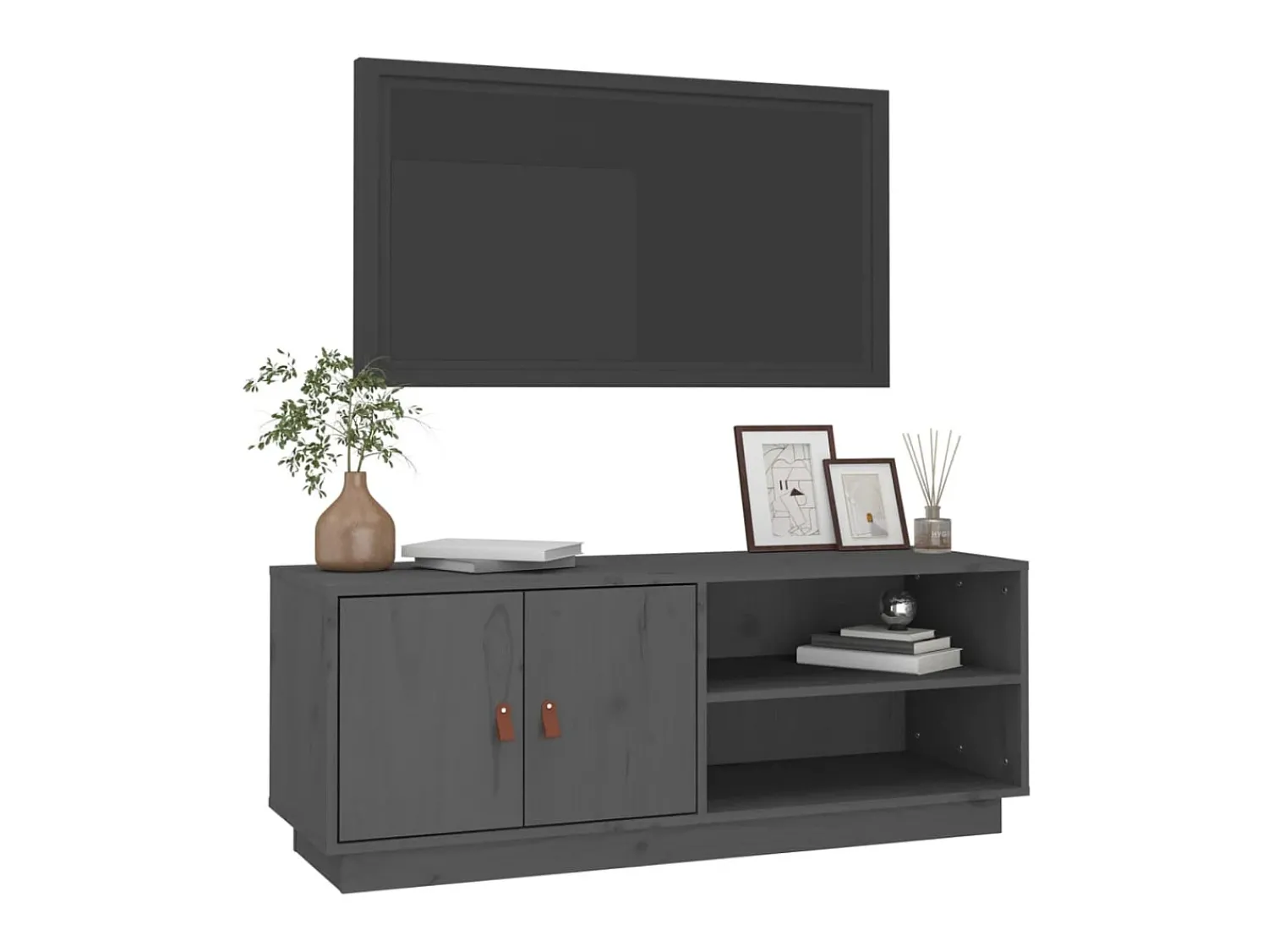 Móvel De Tv| Móvel de TV 105x34x40 cm madeira de pinho maciça PT343004 Cinzento