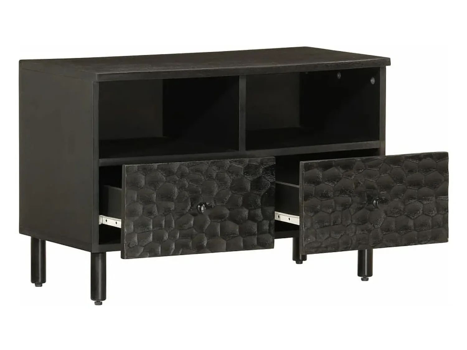Móvel De Tv| Móvel de TV 70x33x46 cm madeira de mangueira maciça PT993052 Preto