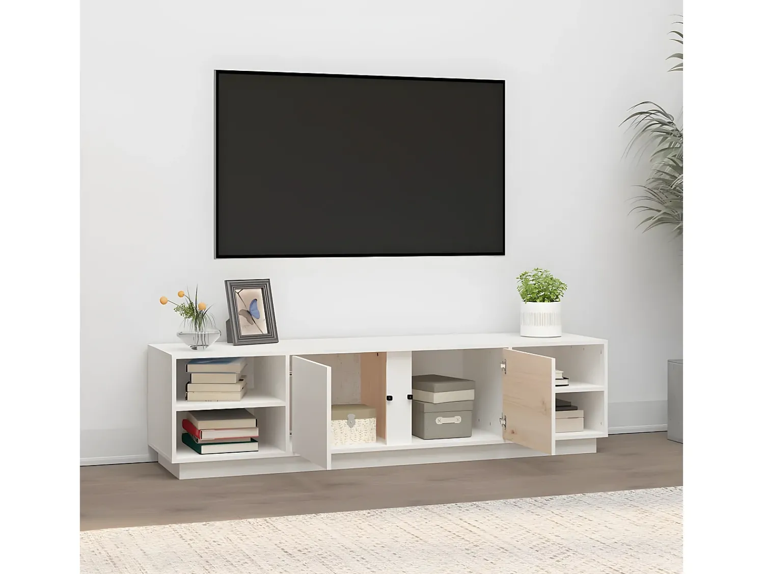 Móvel de TV 156x40x40 cm madeira de pinho maciça PT757471^ Móvel De Tv