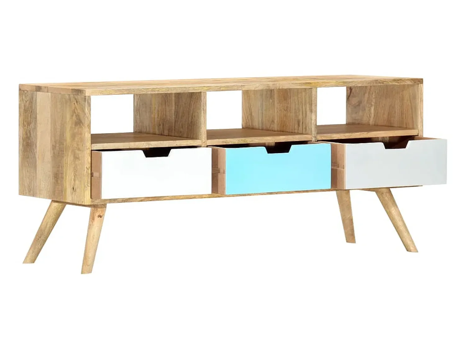 Móvel de TV 110x35x48 cm madeira de mangueira maciça PT615440^ Móvel De Tv
