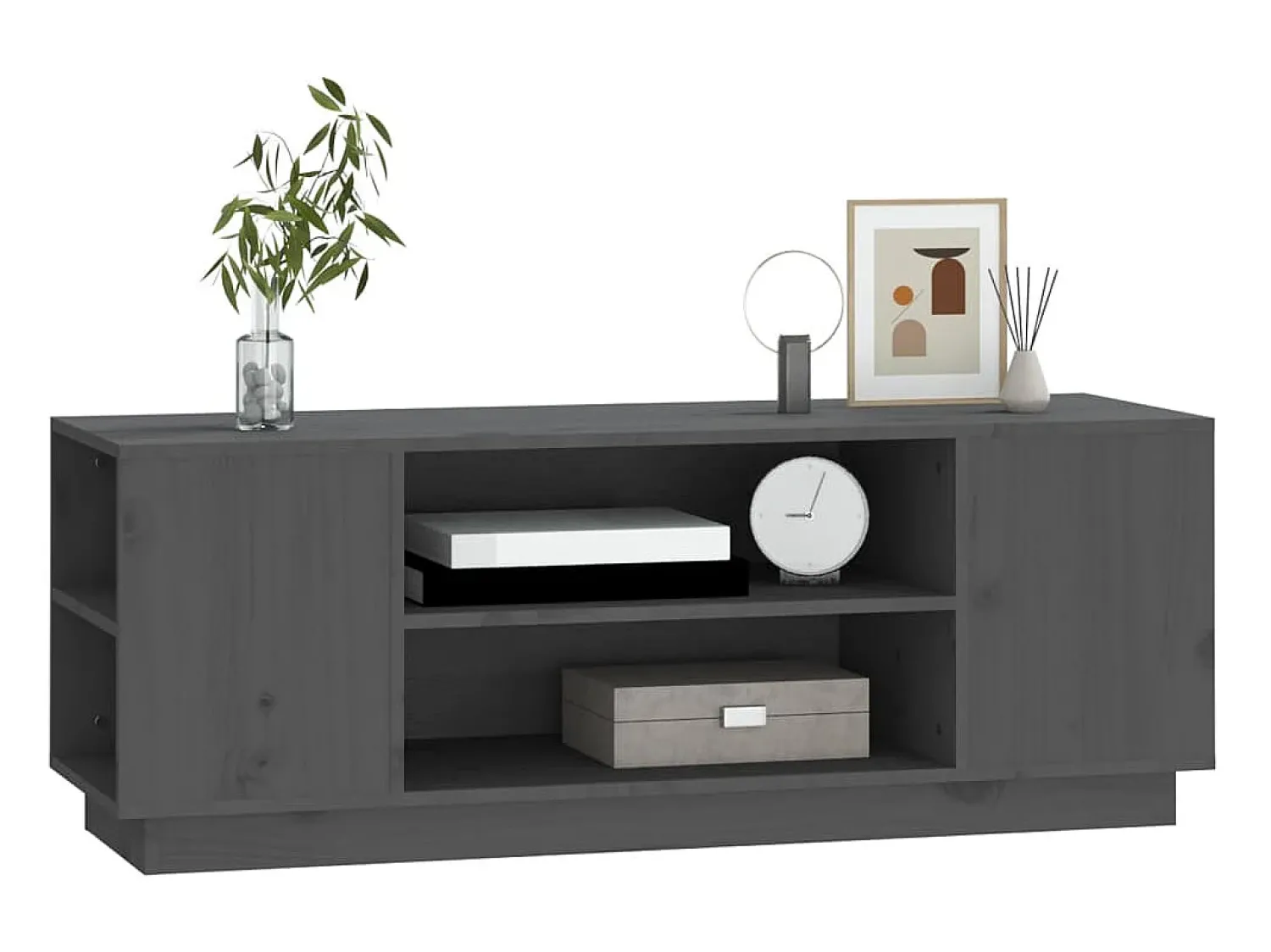Móvel De Tv| Móvel de TV 110x35x40,5 cm madeira de pinho maciça PT853386 Cinzento