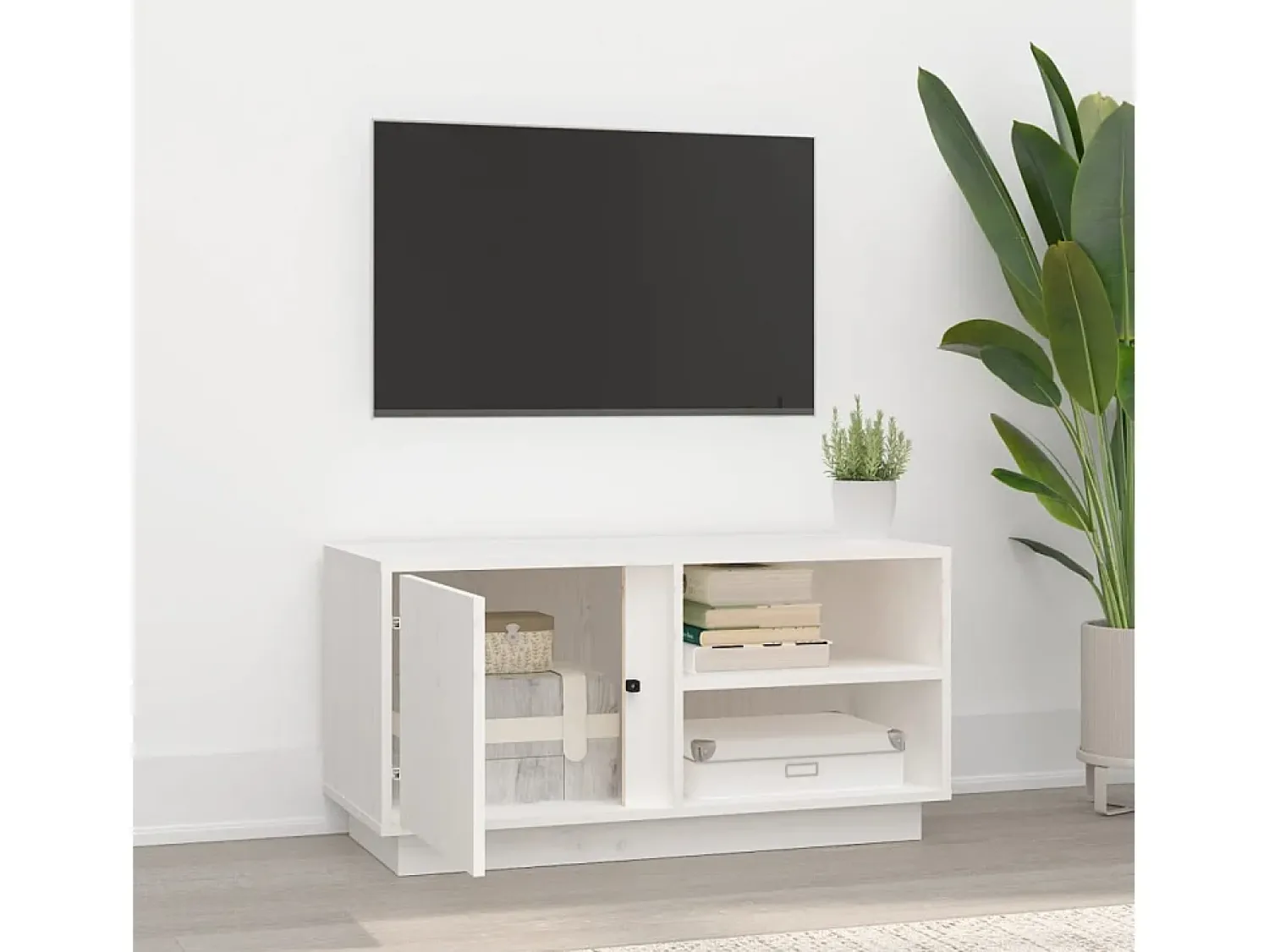 Móvel De Tv| Móvel de TV 80x35x40,5 cm madeira de pinho maciça PT155255 Branco