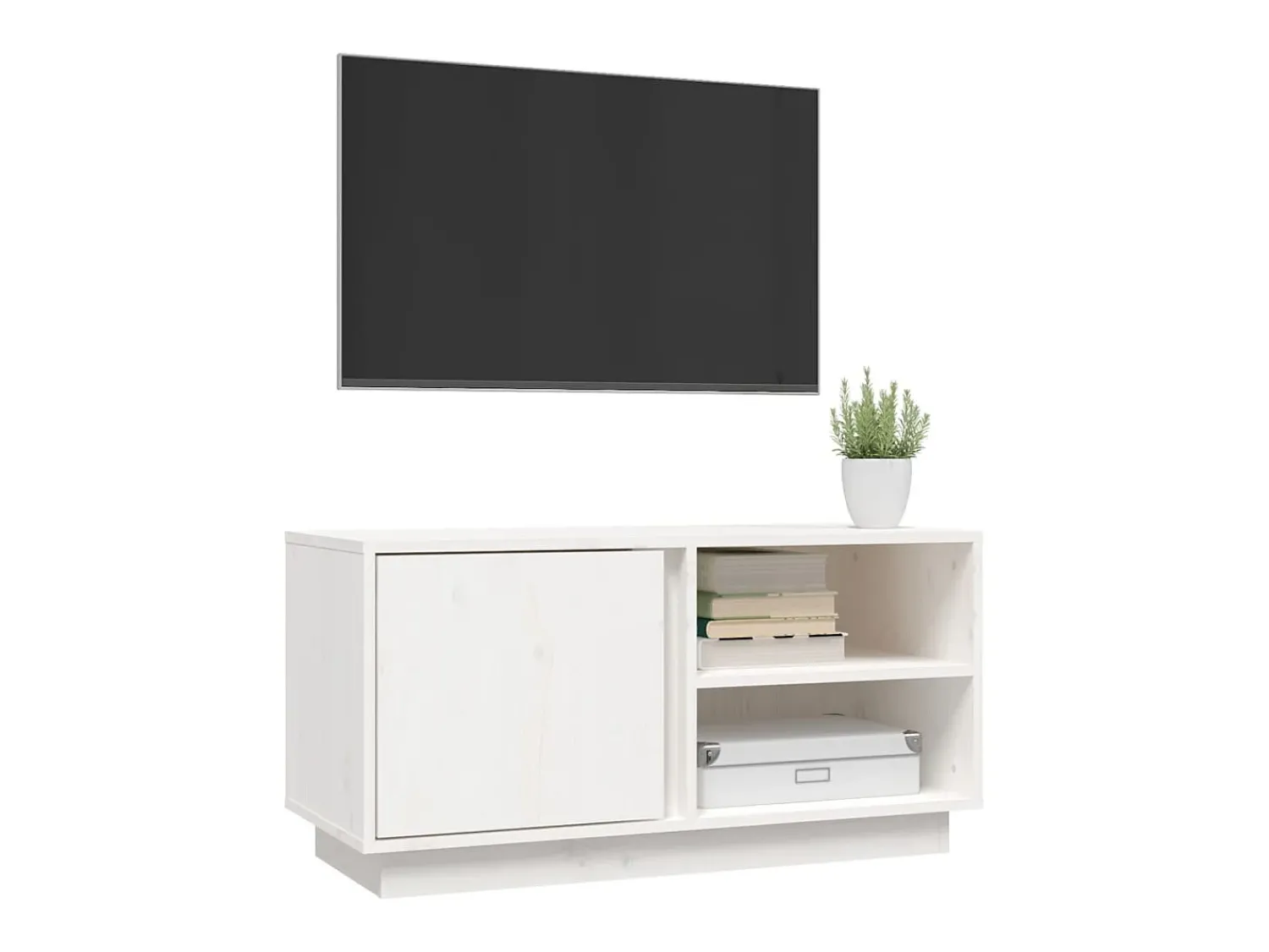 Móvel De Tv| Móvel de TV 80x35x40,5 cm madeira de pinho maciça PT155255 Branco